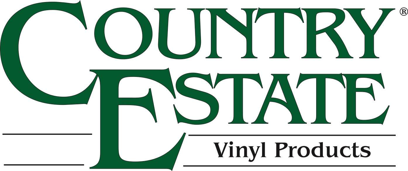 Logo for Country Estate Vinyl Products. The words "Country Estate" appear in large green serif letters, with "Vinyl Products" below in smaller text, all underlined with green lines.
